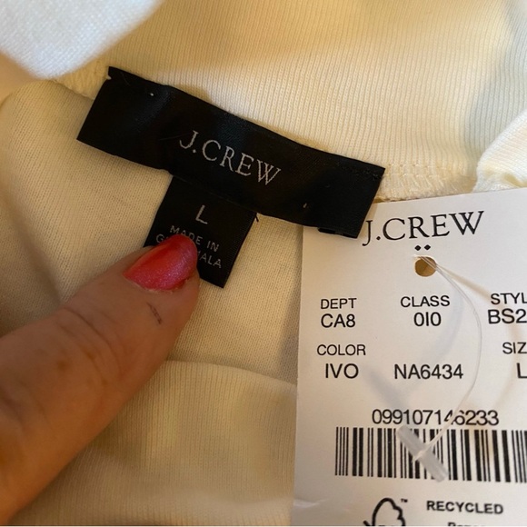 NWT J. Crew Cream Micro Ribbed Button-shoulder Mock Neck top Sz L BS239 - Picture 4 of 8